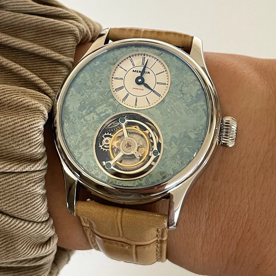 Merkur 100% Tourbillon Watch Natural Stone Dial