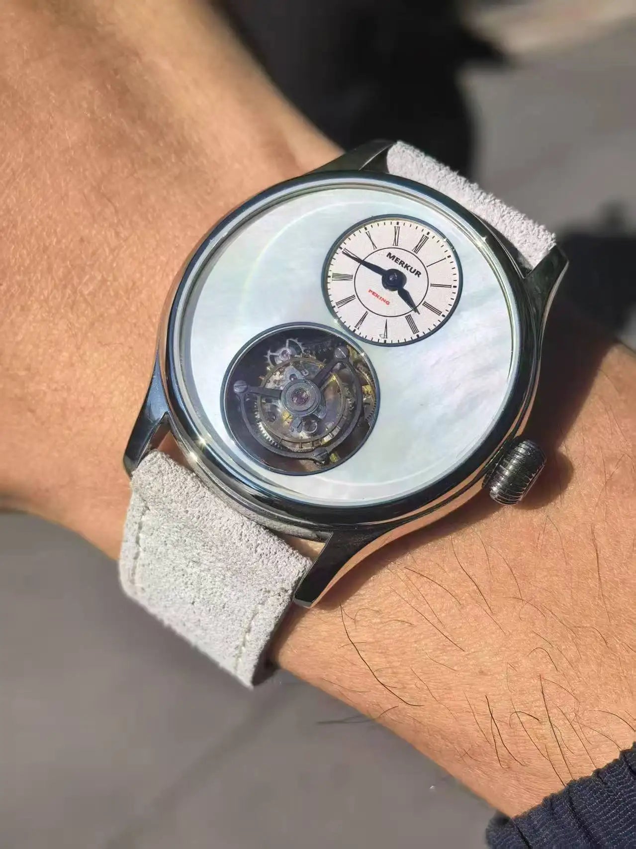 Merkur 100% Tourbillon Watch Fritillaria Dial