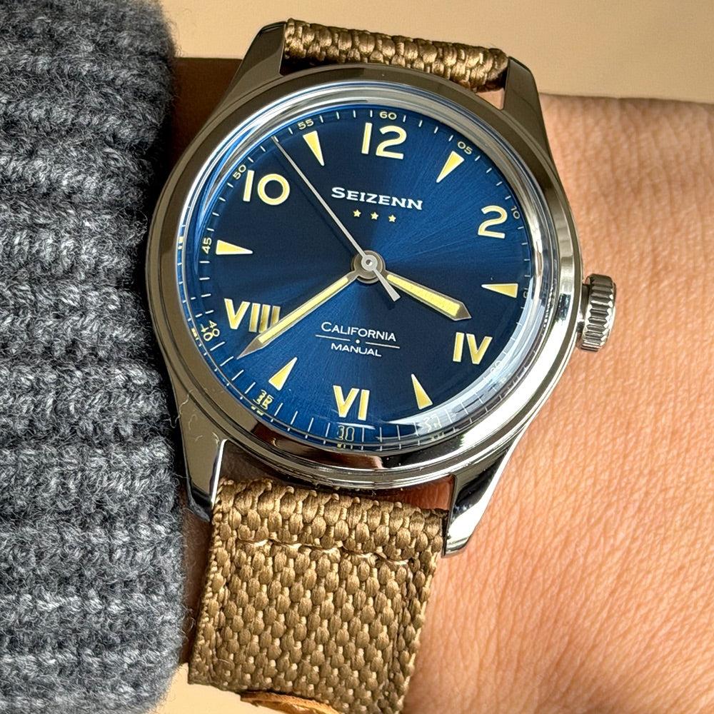 Classic Vintage California Blue Enamel Broad Arrow Seizenn Watch
